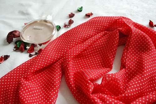 clothing red and white scarf apparel
