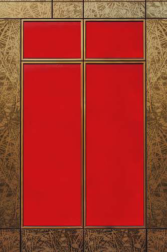 furniture red door with bamboo wallpaper geometry