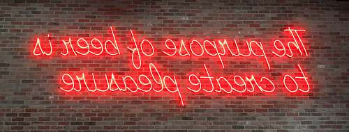 neon red the purpose of beer is to create pleasure sign light