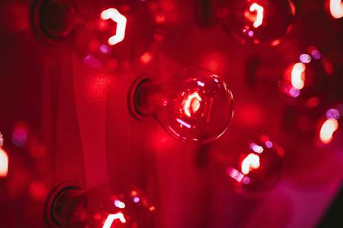 light selective photo of red bulb lights brooklyn
