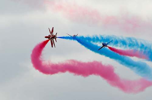 aircraft three planes doing aerobatics airplane