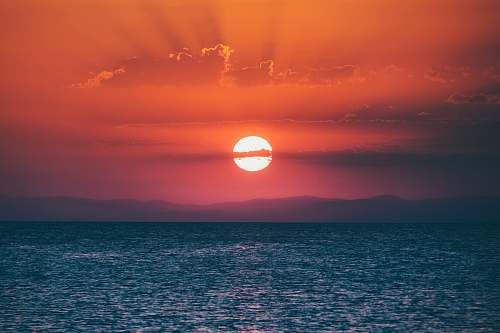 greece view of ocean during sunset sky