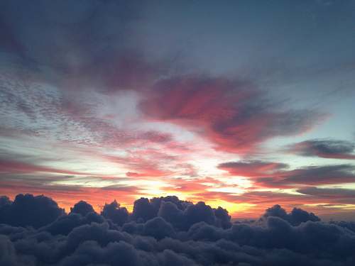 sunset aerial photography of clouds sky