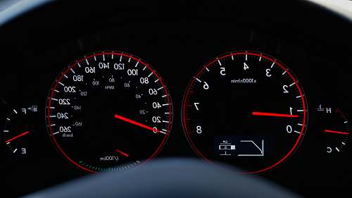 gauge vehicle instrumental panel cluster displaying 0.8 black