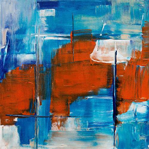 red red and blue abstract painting modern art