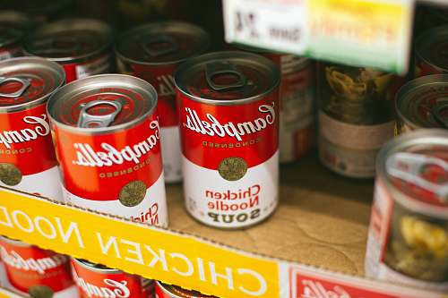 can Campbells chicken noodle soup can lot aluminium