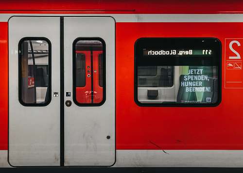 transportation red and gray train door vehicle