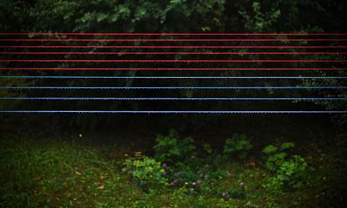 wire red and blue clothes lines park bench