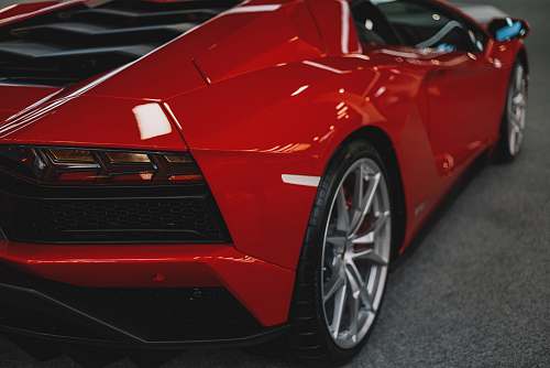 car red sports coupe automobile