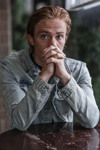 people man in gray-washed denim jacket person