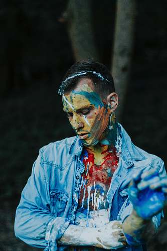 person man covered with body paint human