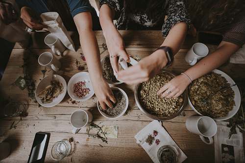 human people mixing items on bowl person