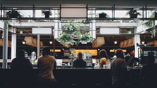 person people sitting near stall human