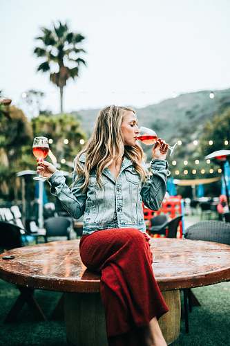 person woman drinking wine human