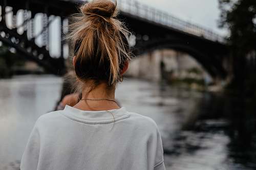 human woman sight seeing on bridge person