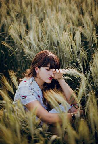 person woman sitting on grass human