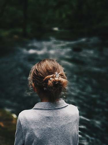human woman standing near at the river person