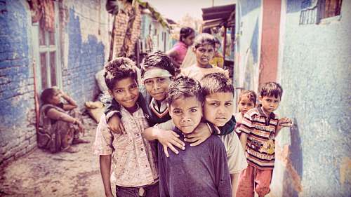 people group of children nearby house human