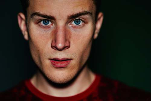 people man in red crew-neck top human