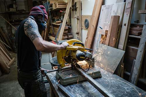 people man using cut off saw human