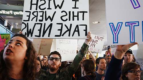 people people protesting inside building human