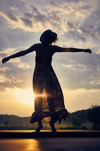 human silhouette of woman during sunset people