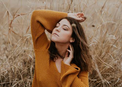 people women's orange sweater feeling breeze human