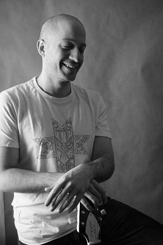 human man wears white crew-neck t-shirt person