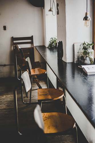 furniture brown wooden stools table