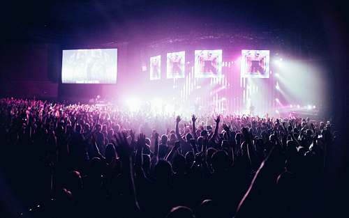 indoors people watching concert interior design