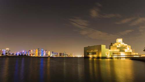 urban body of water near buildings building