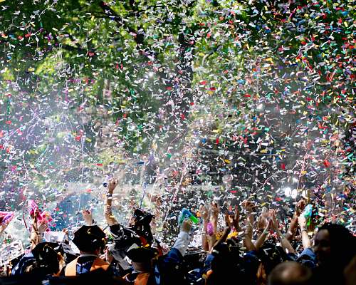 paper people covered by confetti new haven