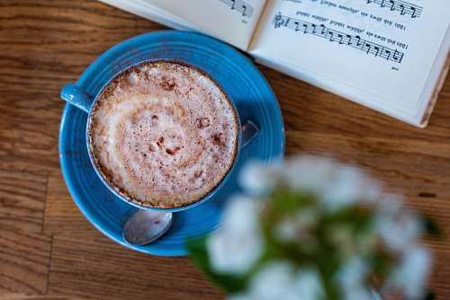 coffee cup of coffee on wooden table hot chocolate