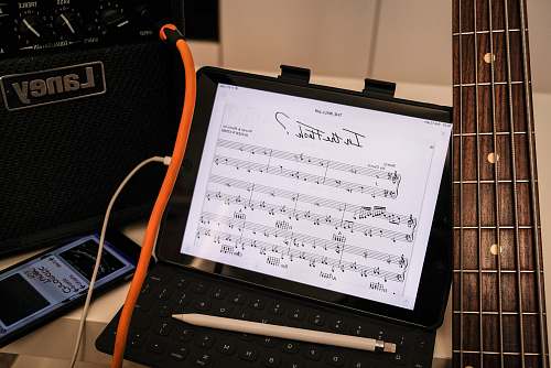 computer musical note on black laptop computer pc