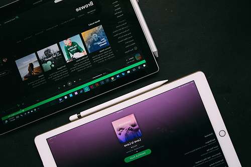 music white and black iPad computer
