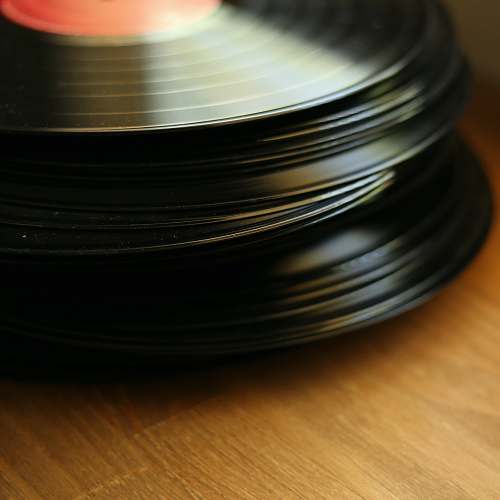 disk pile of vinyl discs meal