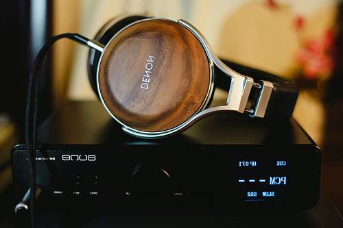 audiophile Denon headphones on amplifier headphone