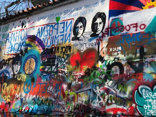 art assorted-color graffiti on gray wall mural