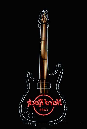 logo black and red electric guitar hard rock cafe signage trademark