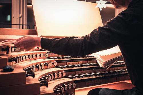 person man playing brown musical instrument people