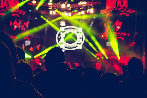person people in dancing in green lights people