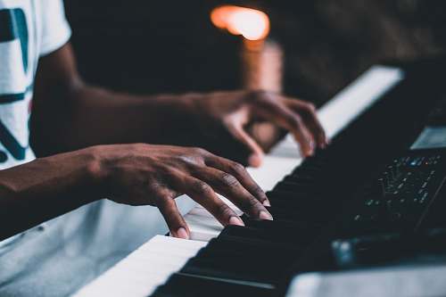 person person playing electronic keybard people