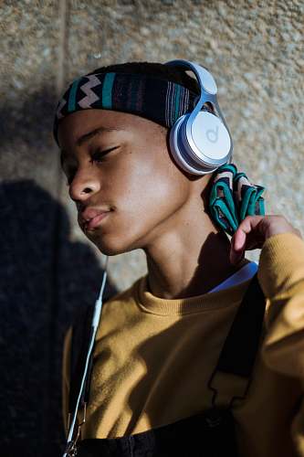 goggles boy listening headphones black child