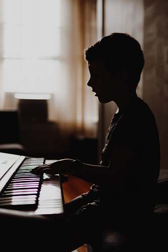 human black and white piano person