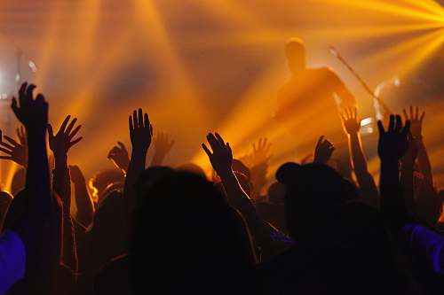 crowd people jamming while man singing on stage concert