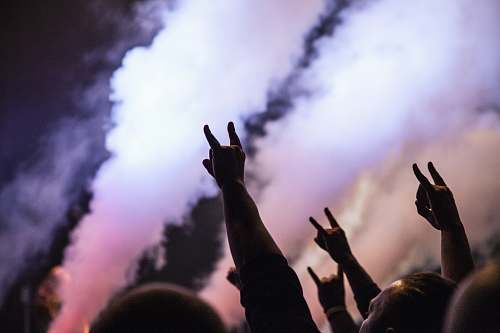 finger photo of persons doing rock hand sign festival