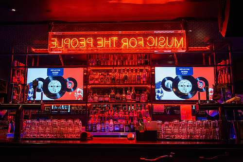 billboard red music of the people neon-light signage scoreboard