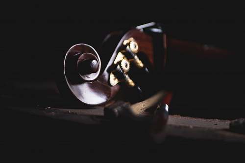 violin shallow focus photography of violin headstock instrument