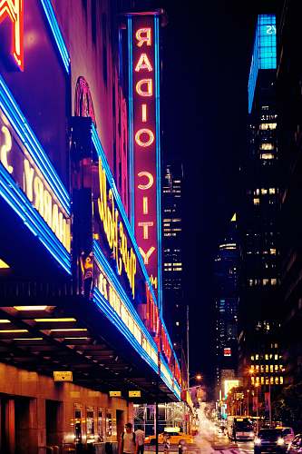 city inlighted Radio City signage new york