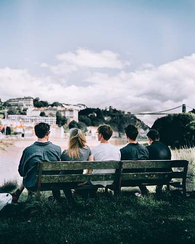 person four man with one woman on bech human